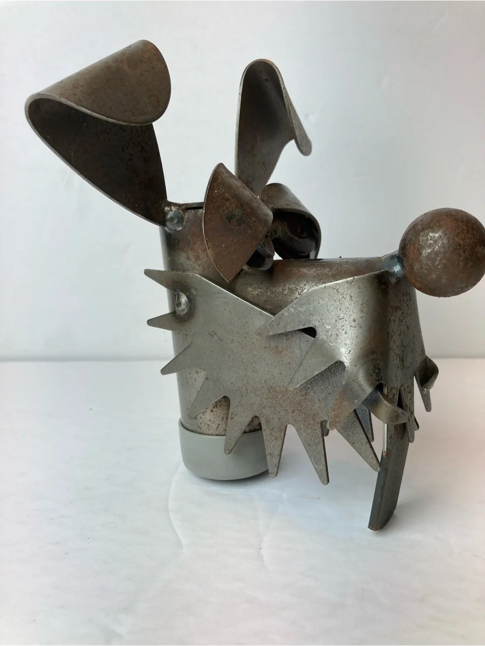 Stanley Metal Dog Figurine - Recycled Metal Red Eyed Junkyard Dog Bottle Topper